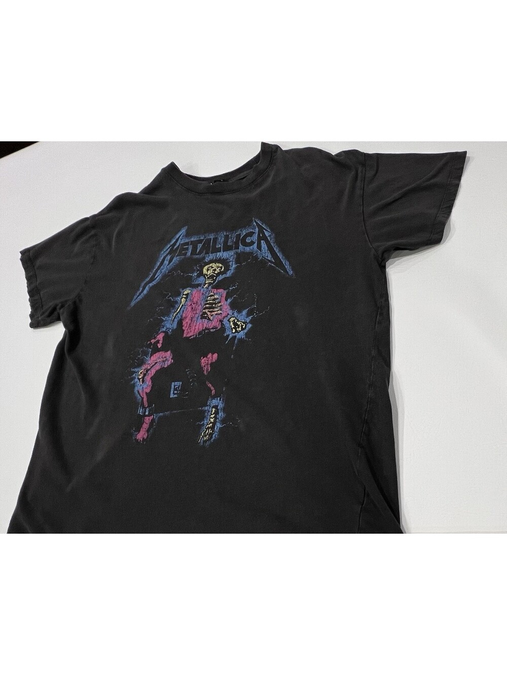 Metallica Skeleton Electric Chair Graphic T Shirt Cotton On Black Size Medium